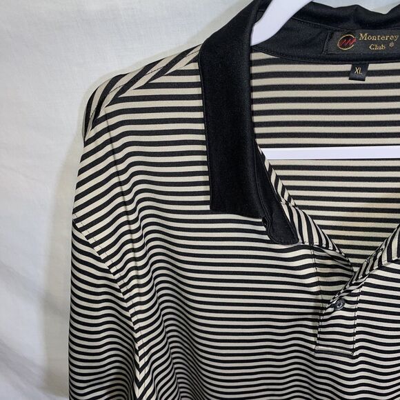 Monterey Club Golf Polo Shirt Men’s Size XL Black Striped Short Sleeve Button - Picture 5 of 12